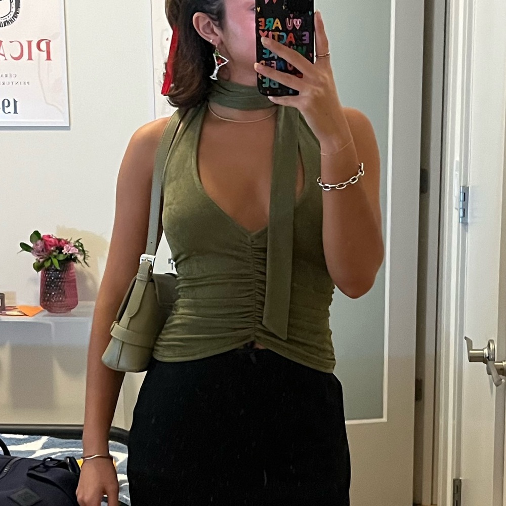 Green v neck top